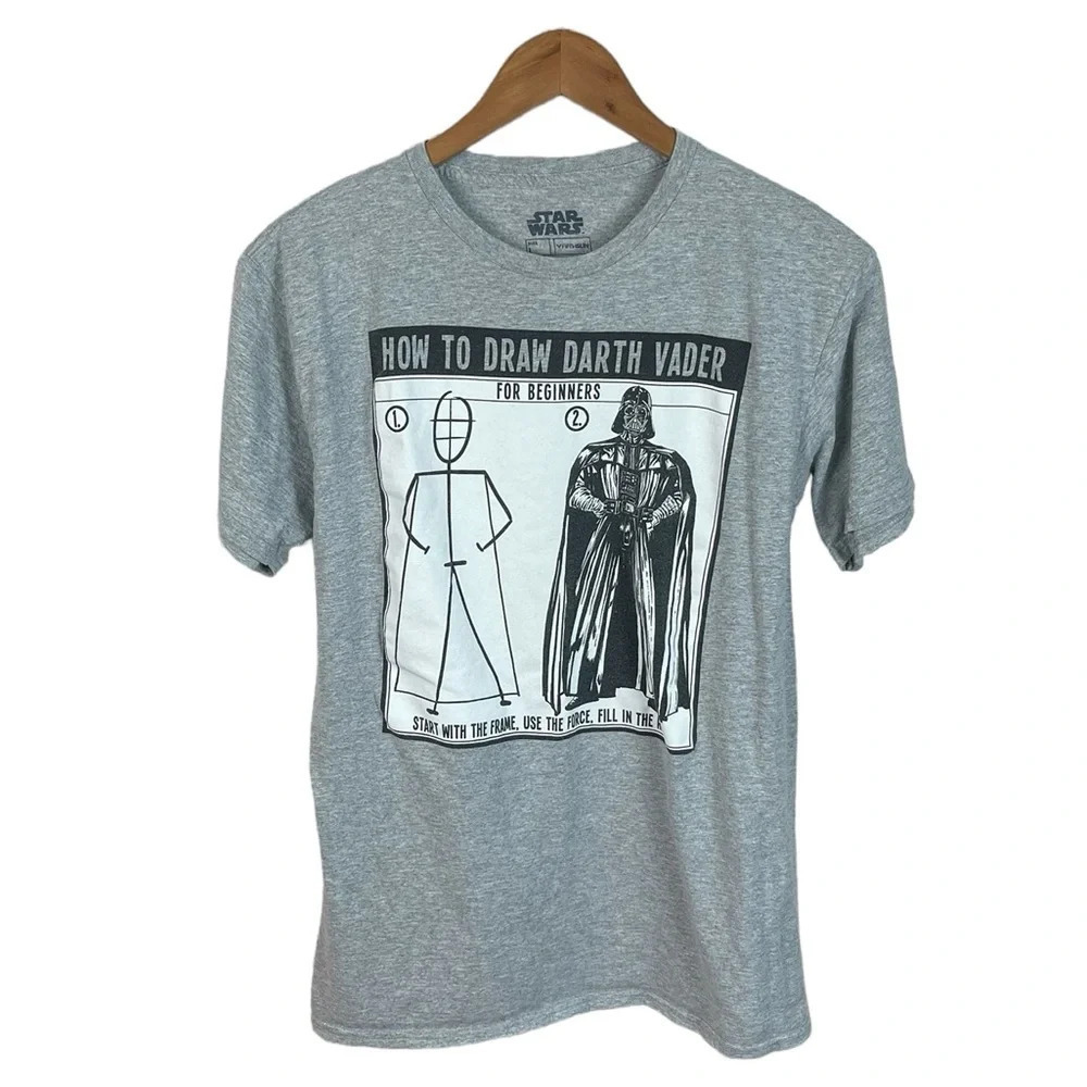 TS222 Mens Fifth Sun Star Wars How to Draw Darth Vader Movie T Shirt L